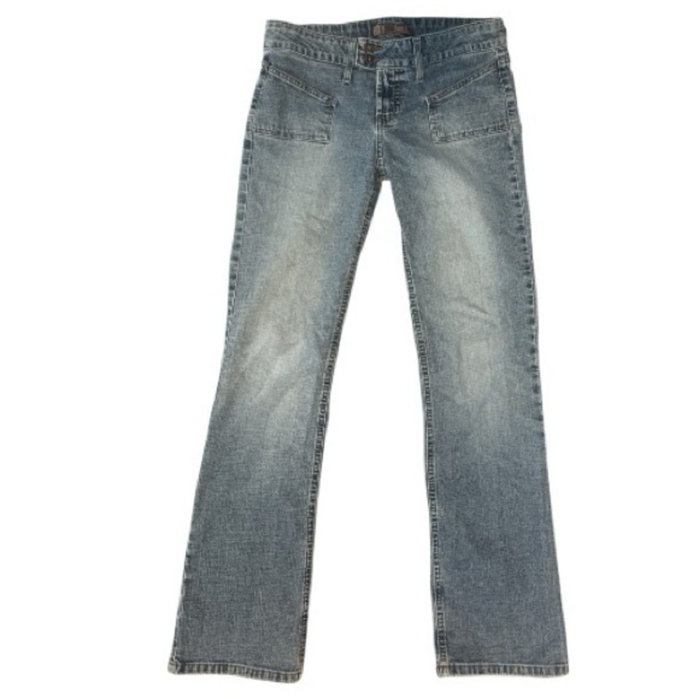 lei Y2K Vintage Double Button Low Rise Medium Wash Flare Jeans Size 9